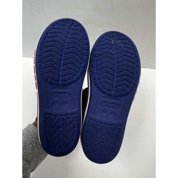 Crocs Crocband Sandals Kids Navy Blue Hook & Loop Open Toe Strappy Comfort Sz 1 - Picture 4 of 8